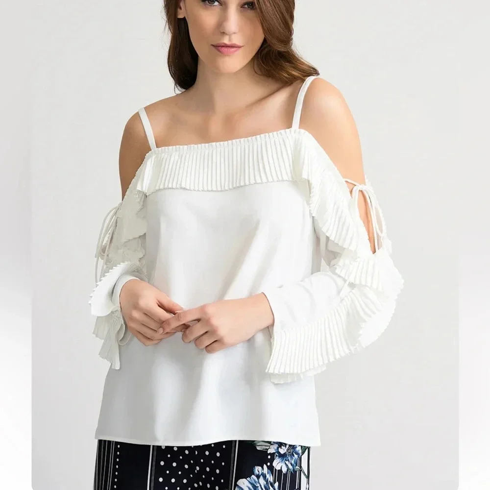 New York & Company pleated blouse size Small